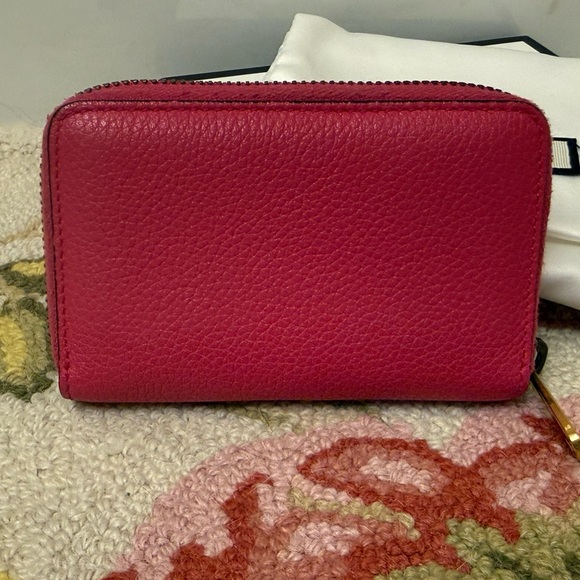 GUCCI Logo Wallet Coin Compartment Zip Around Leather Coin Purse- Pink - Picture 14 of 15